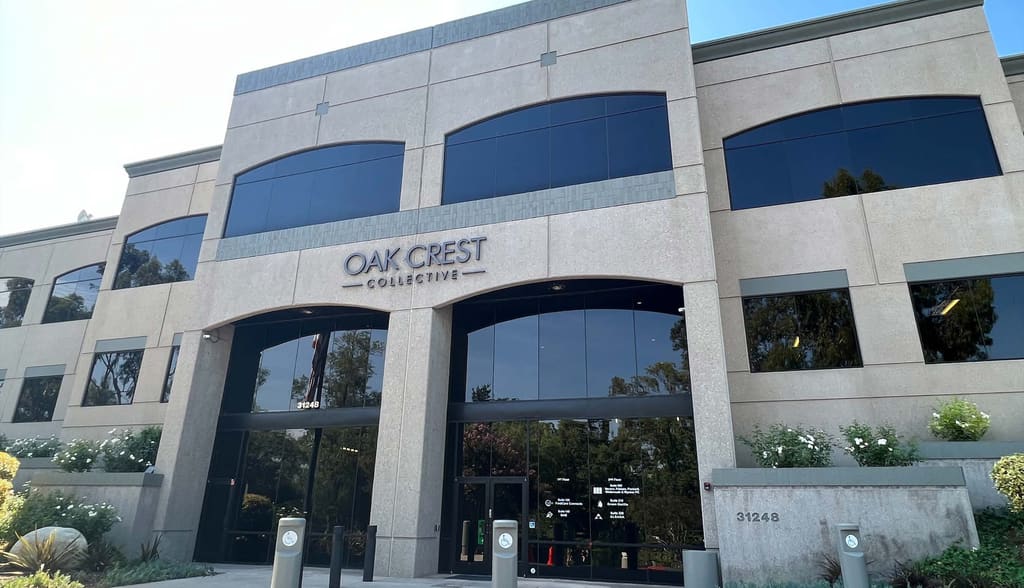Exterior of Oak Crest Collective at 31248 Oak Crest Drive, Westlake Village